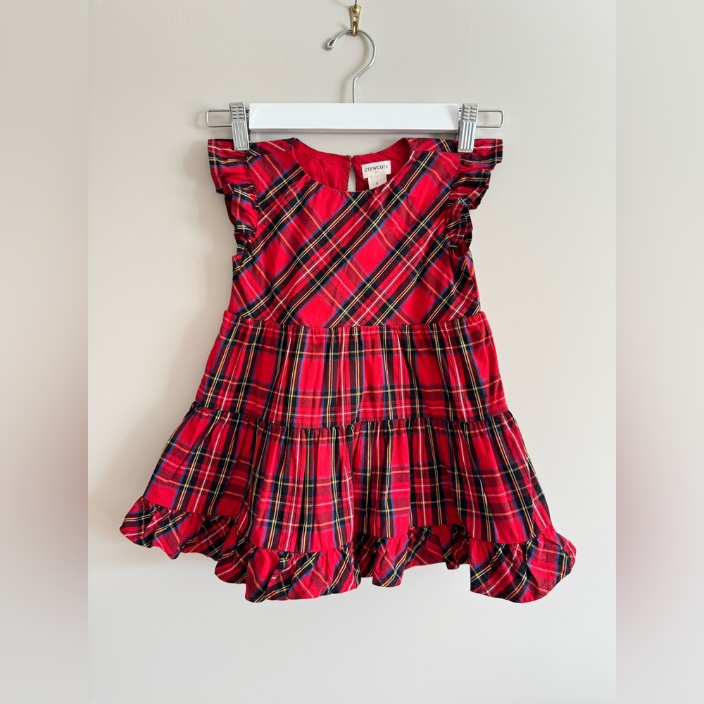 Crewcuts Girls' Tartan Ruffle Tiered Dress Holiday Christmas Plaid Sz 3 - Picture 3 of 13